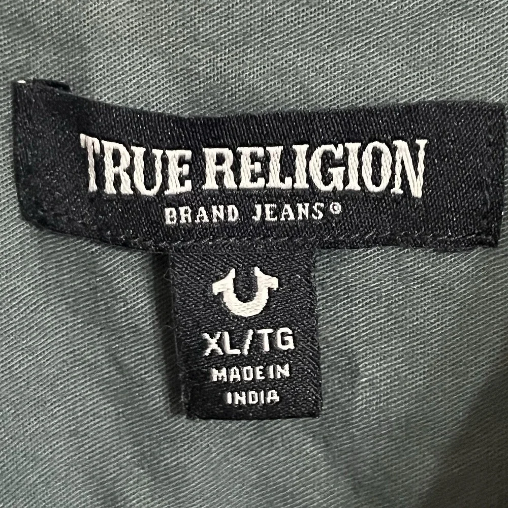 True Religion Dark Green Long Sleeve Button Down Men's Shirt Size‎ XL Y2K 90s